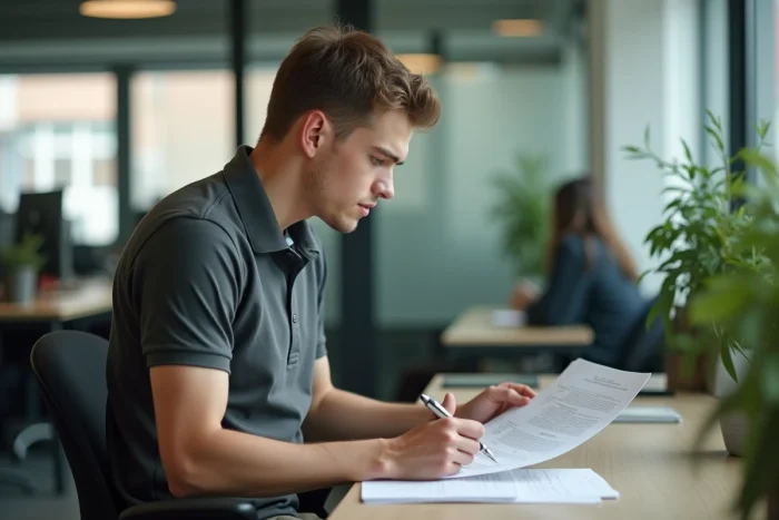 Apprenti seul au bureau consultant son contrat de formation, obligations légales employeur apprentissage